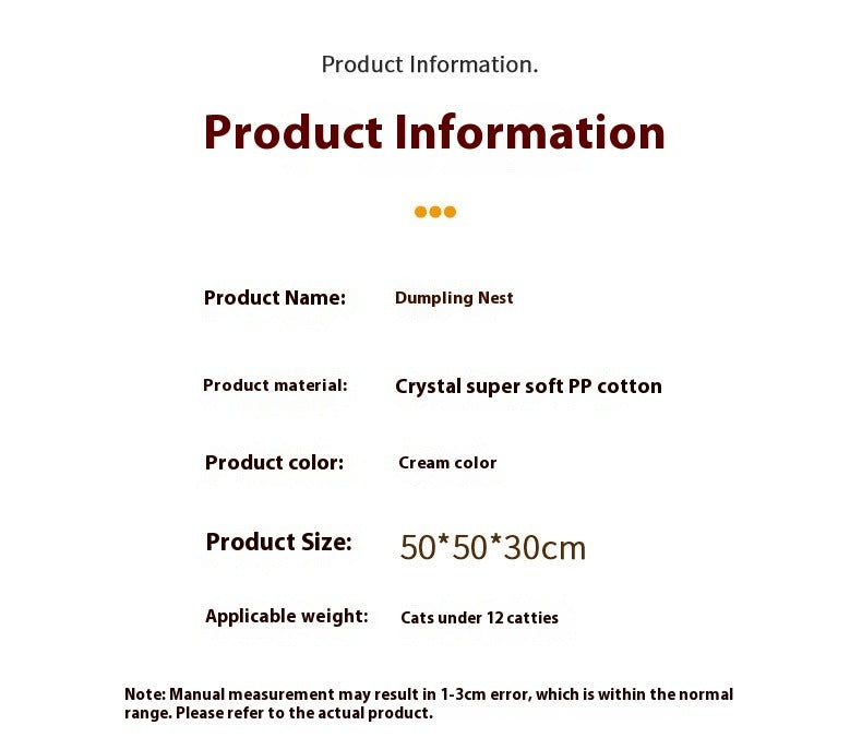 Semi-closed Four Seasons Dumpling Cat Nest Plush