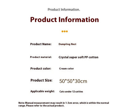 Semi-closed Four Seasons Dumpling Cat Nest Plush