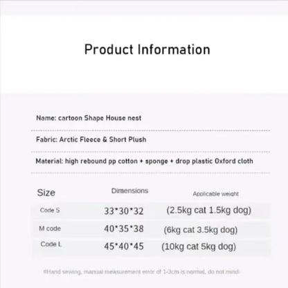 Warm Washable Pet House Bed