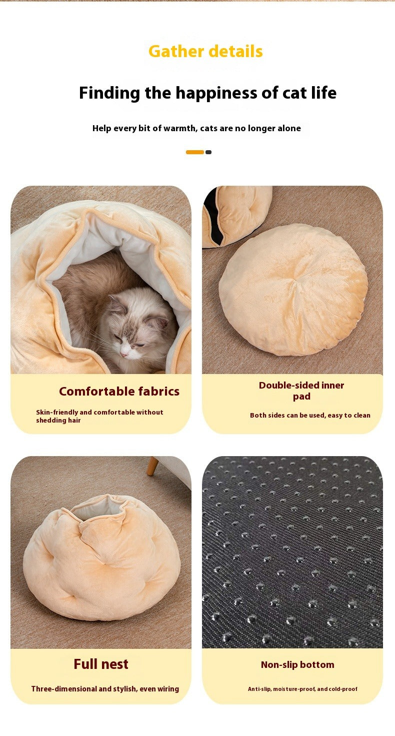 Semi-closed Four Seasons Dumpling Cat Nest Plush