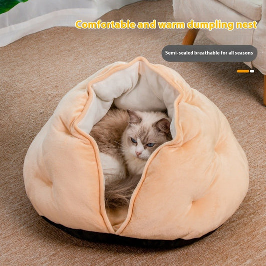 Semi-closed Four Seasons Dumpling Cat Nest Plush